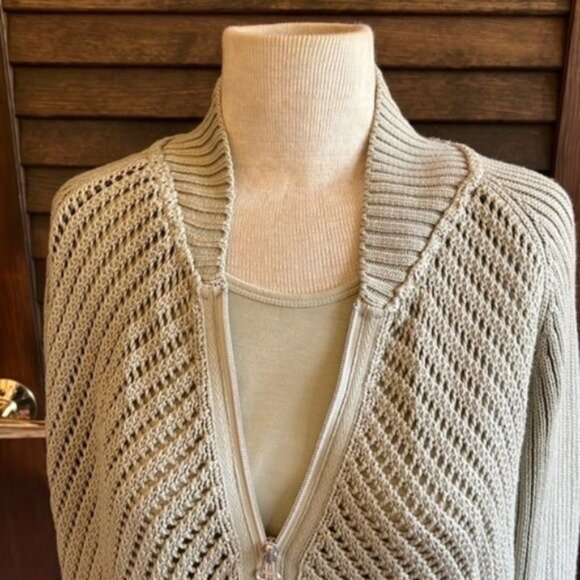 Olsen Europe Sweaters - <3 HP Sage Zip Cardigan & Sleeveless Top